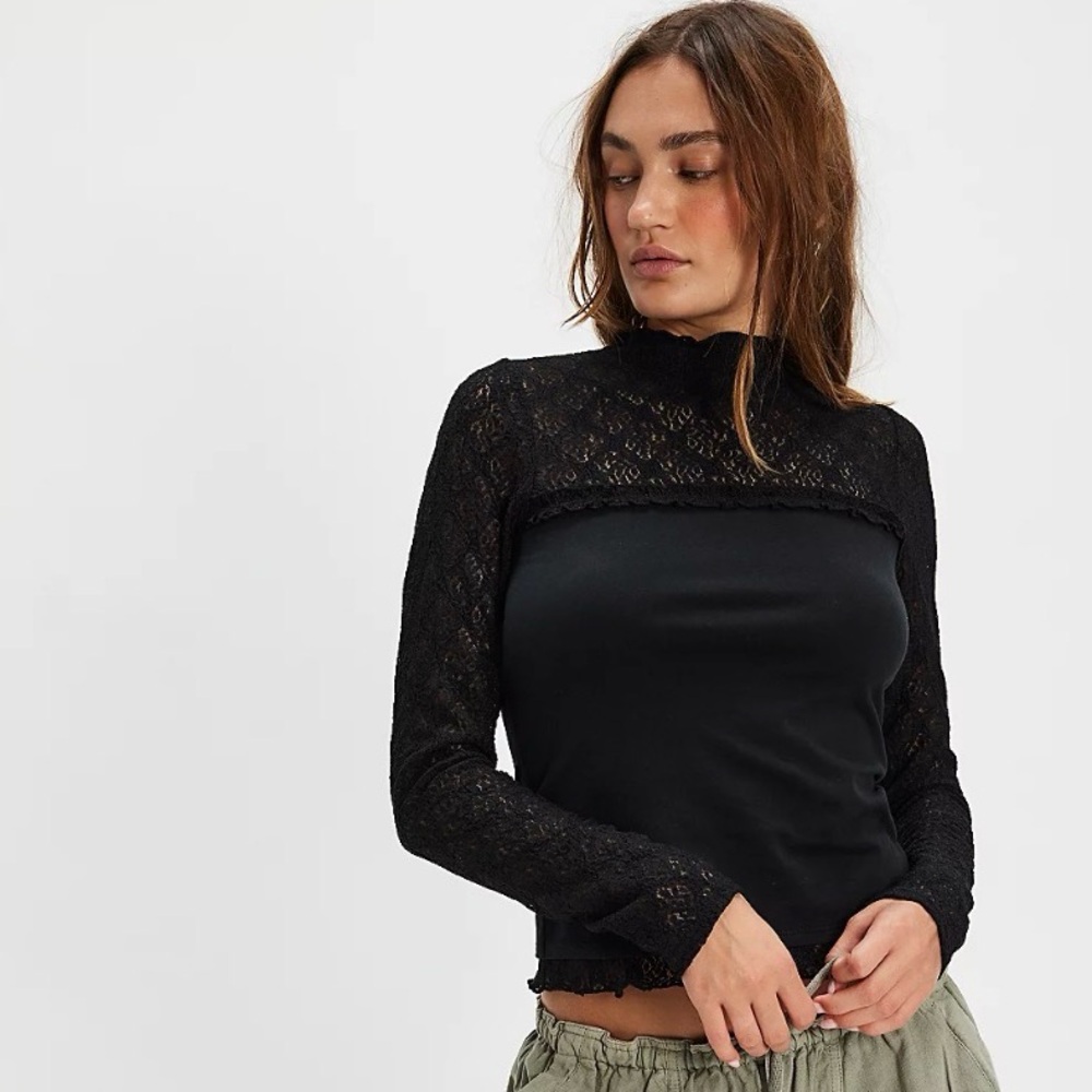 NWT Free People Miya Lace Sleeve Blouse sz:small - Picture 4 of 8